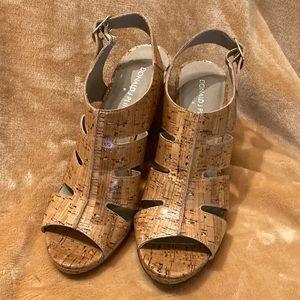 Donald J Pliner Haddi cork wedges 8 ankle strap